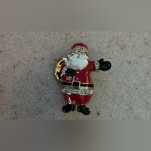 Napier Santa Claus Brooch with Red and Gold